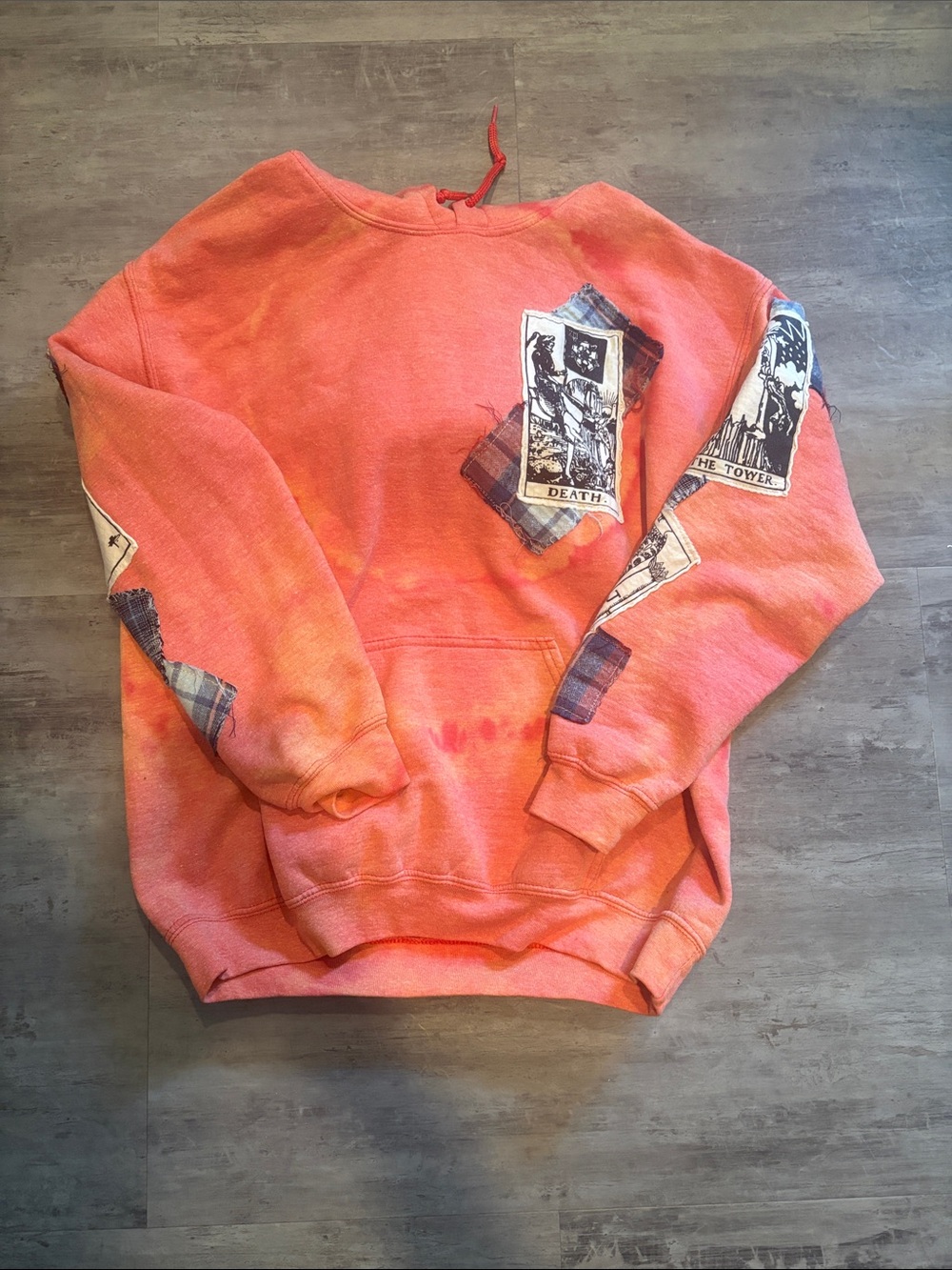 Women’s Coral Graphic Pullover Sweater with Tarot Patchwork